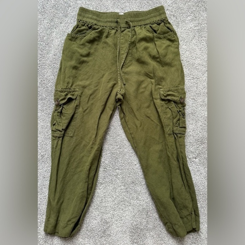 Madewell Olive Green Linen Blend Cargo Jogger Pants Small